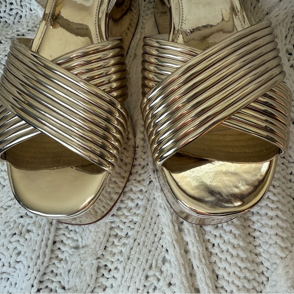 Tory Burch Bombe Cross Strap Platform Size 8 1/2 - Picture 4 of 8